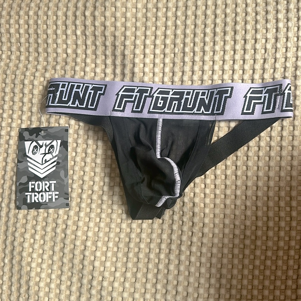 Fort Troff Men's Black and Lavender Sheer Mesh Shadow Jockstrap